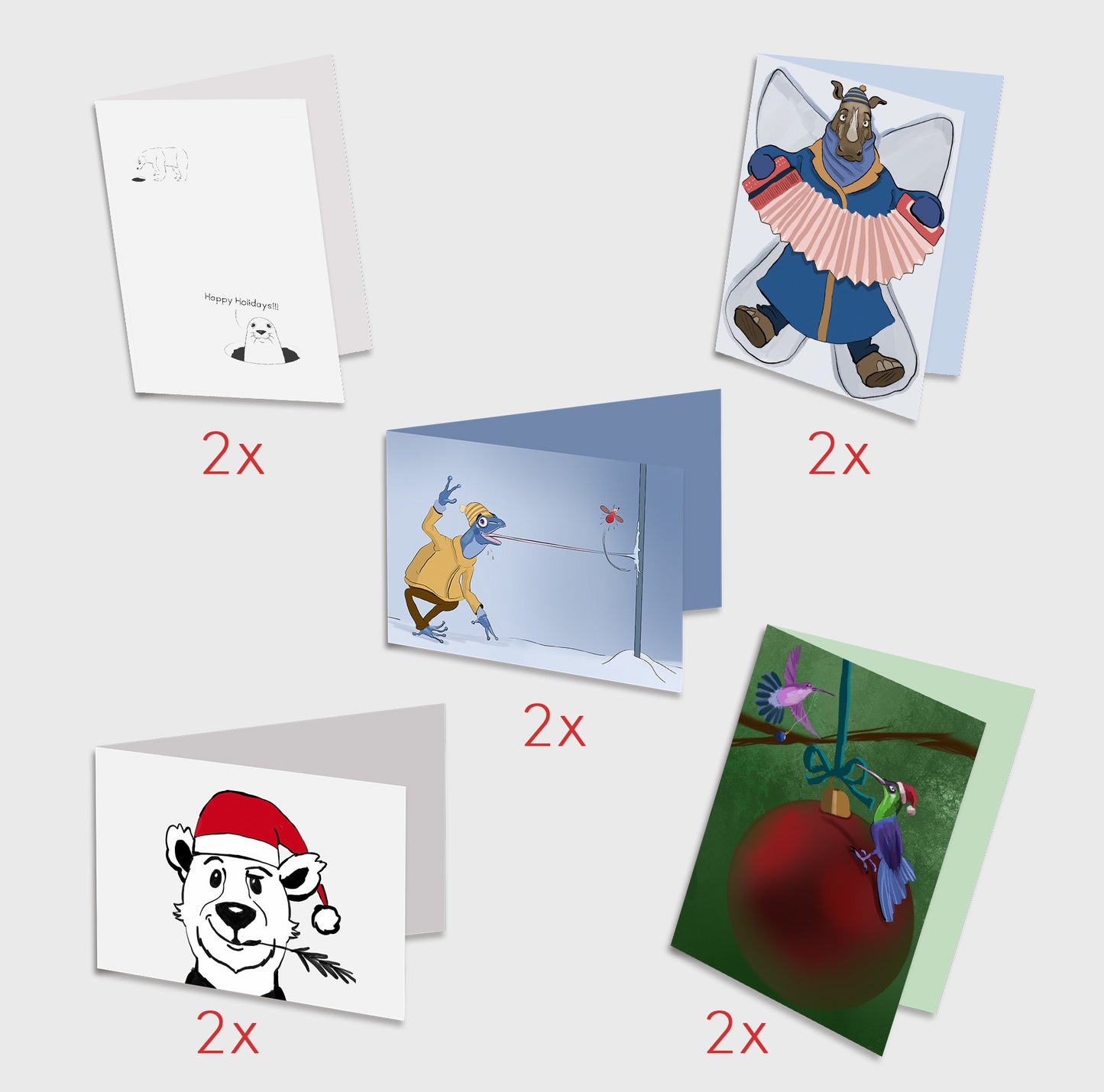 Holiday Gift Box - 10 Greeting Cards (GC) - collection I + Envelopes