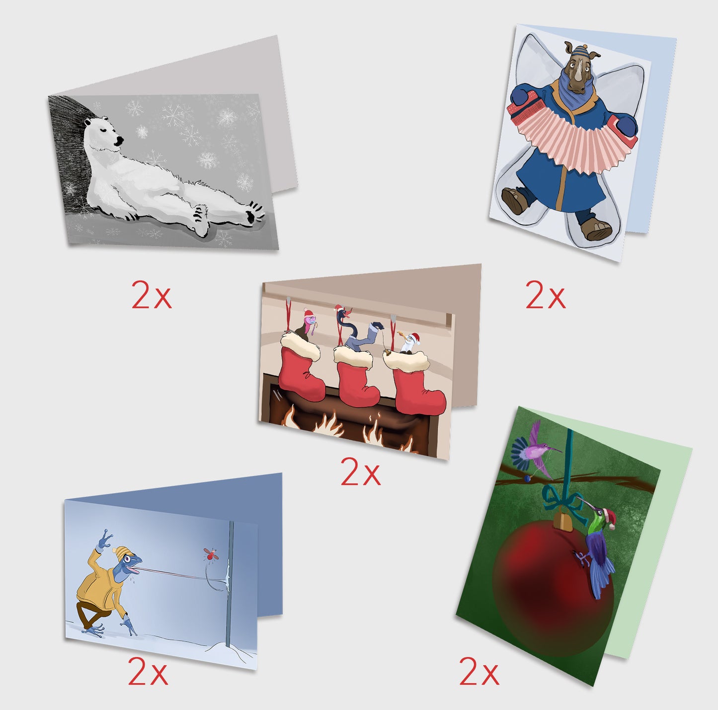 Holiday Gift Box - 10 Greeting Cards (GC) - collection II + Envelopes