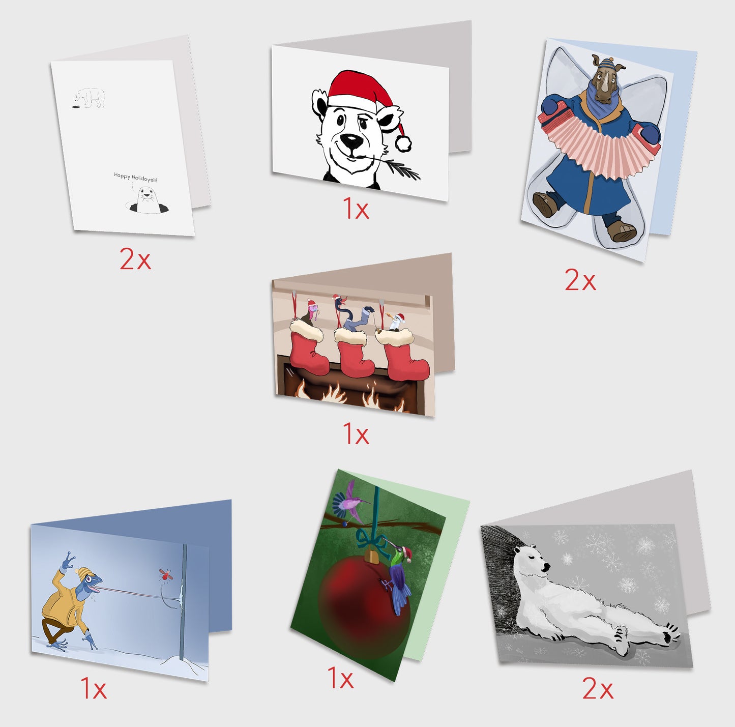 Holiday Gift Box - 10 Greeting Cards (GC) - collection III + Envelopes