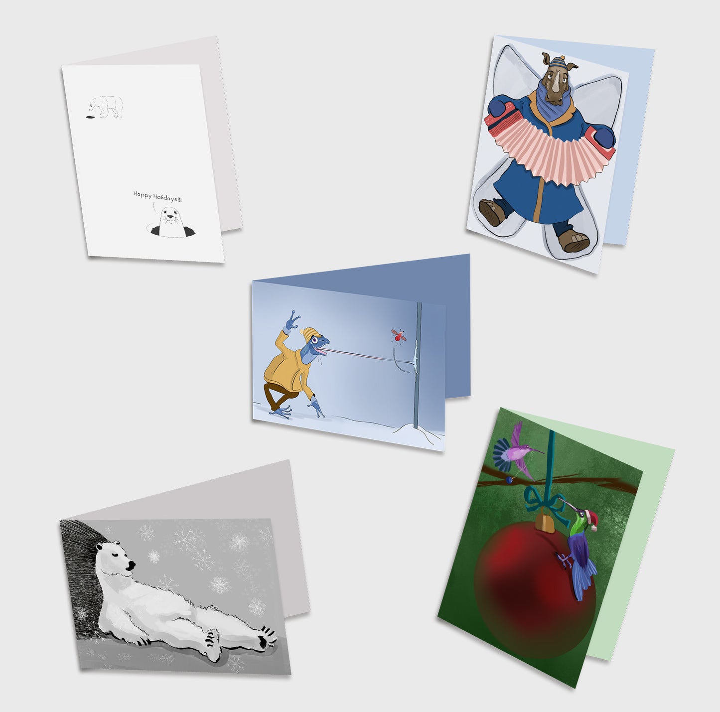 Holiday Gift Box - 5 Greeting Cards (GC) - Collection I + Envelopes