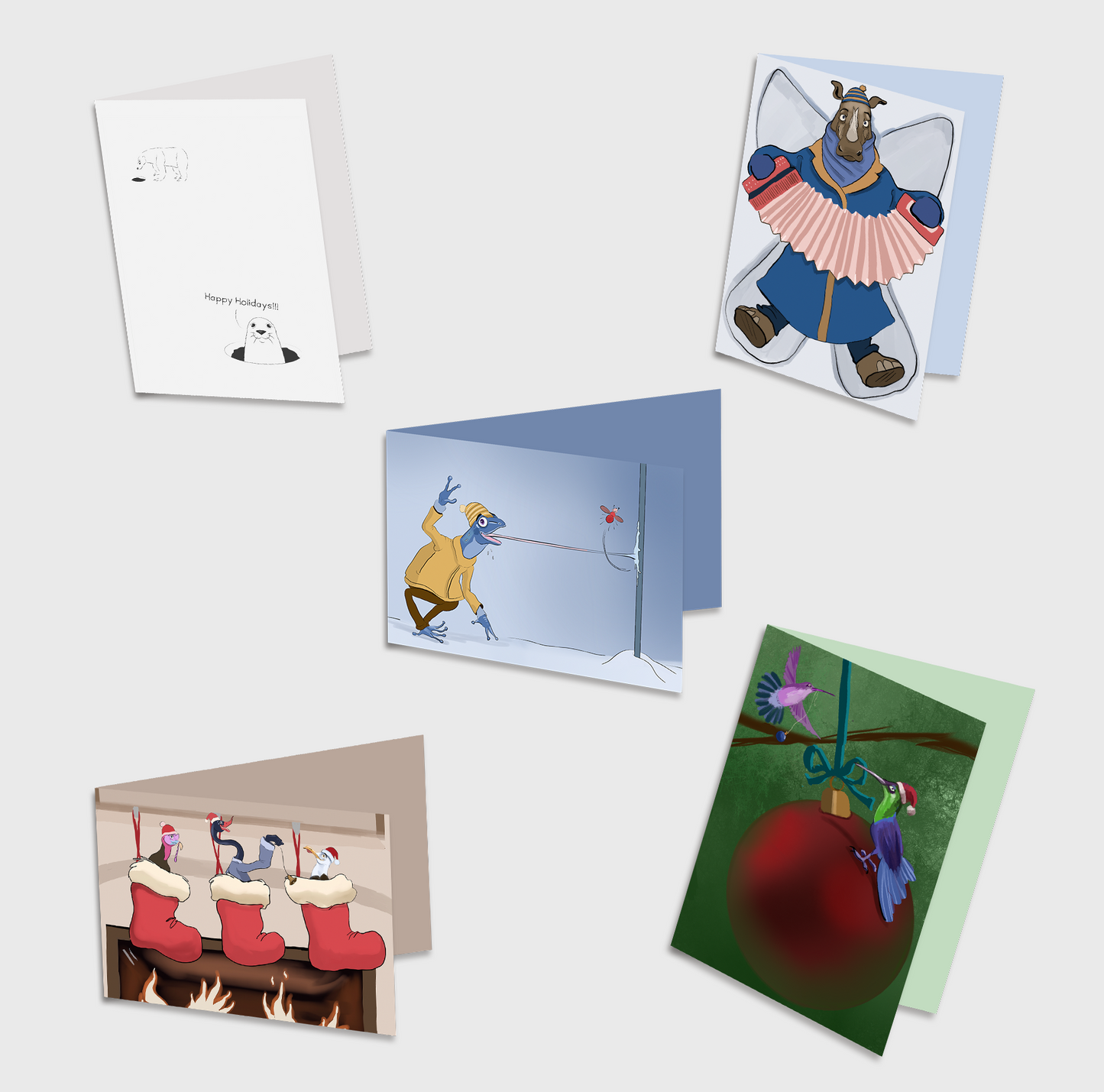 Holiday Gift Box - 5 Greeting Cards (GC) - Collection III + Envelopes
